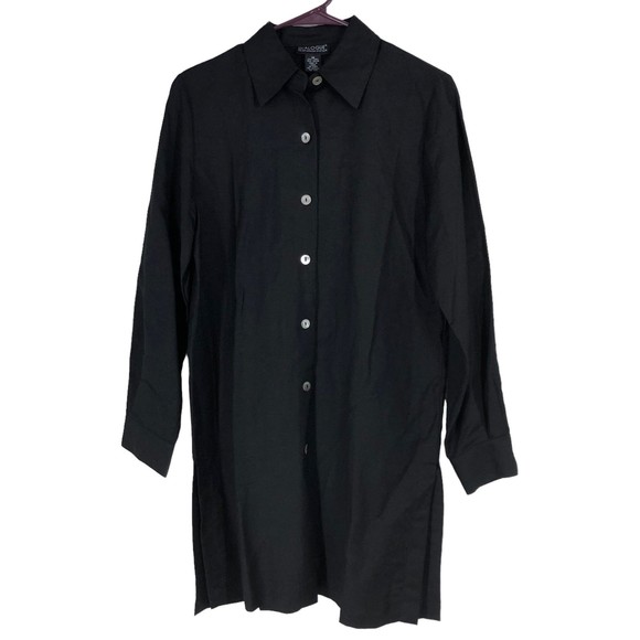 NWT Dialogue Linen Blend Shirt Tunic Dress w/Mother of Pearl Buttons, LonglineXS - Picture 1 of 9